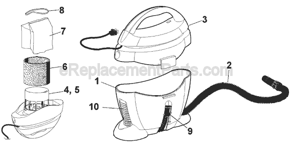 Page A Diagram and Parts List for UV200 Type 1 Black and Decker Utility Vacuum